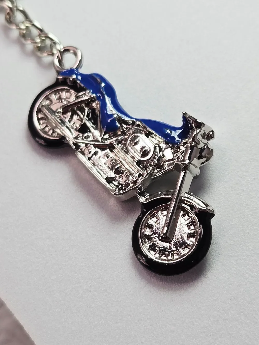 Blue Motorcycle Keychain Harley Sportster Style Biker Key Ring Gift Accessory
